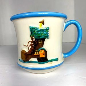 Fairy Tail Old Woman in the Shoe Folk Tale 3D Yellow/Blue Coffee/Tea Cup Mom